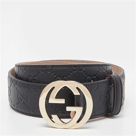 gucci black guccissima leather interlocking g buckle belt|Gucci belt double sided.